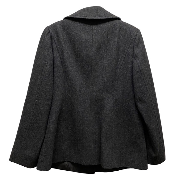 LONDON FOG 3-Button Wool Blend Lined Pea Coat Charcoal Gray Petite Large - Picture 2 of 7